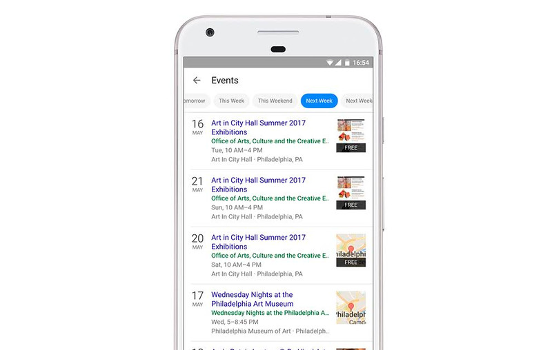 Local event search results on google